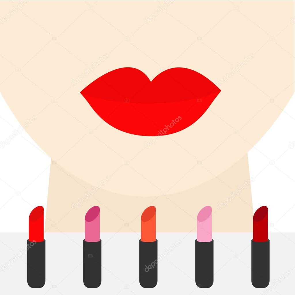 Female face with big thick red lips