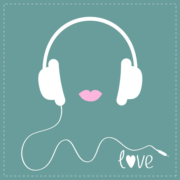 Labios rosados Love Music card — Vector de stock