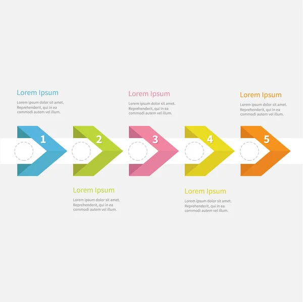 Vijf stappen infographic met pijlen — Stockvector