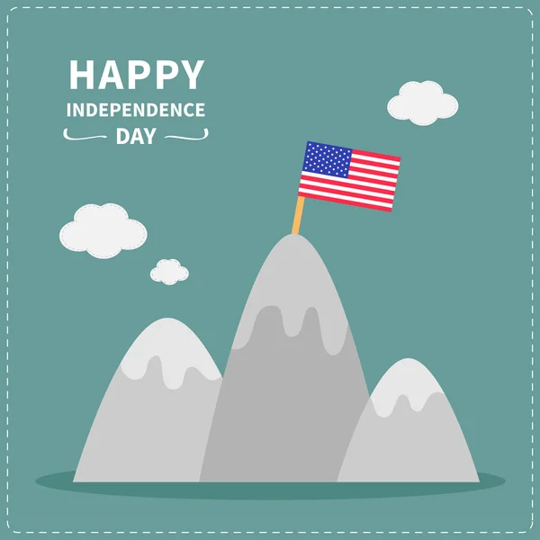 American flag on mountain top — Stock vektor