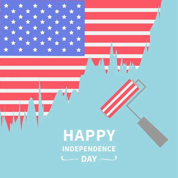 Independence day card with paint roller brush — Stock vektor