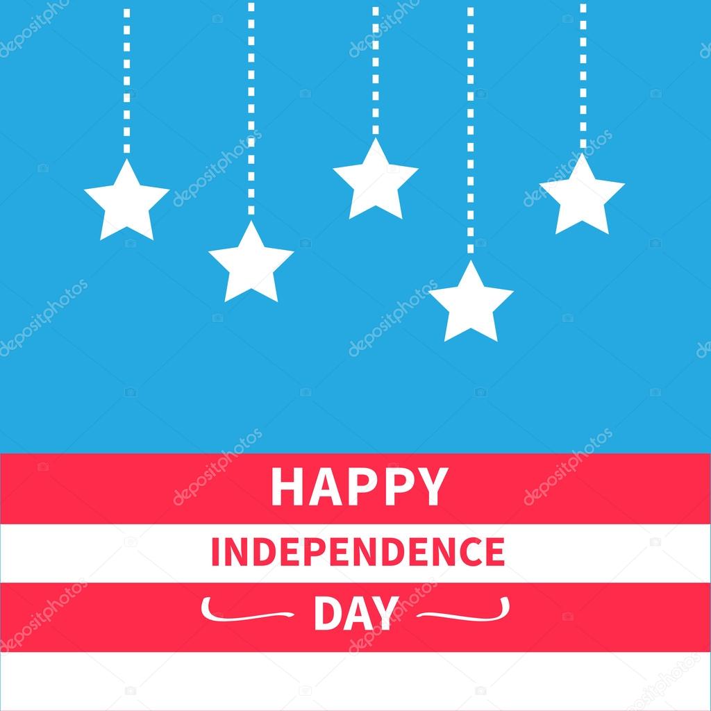independence day card with hanging stars