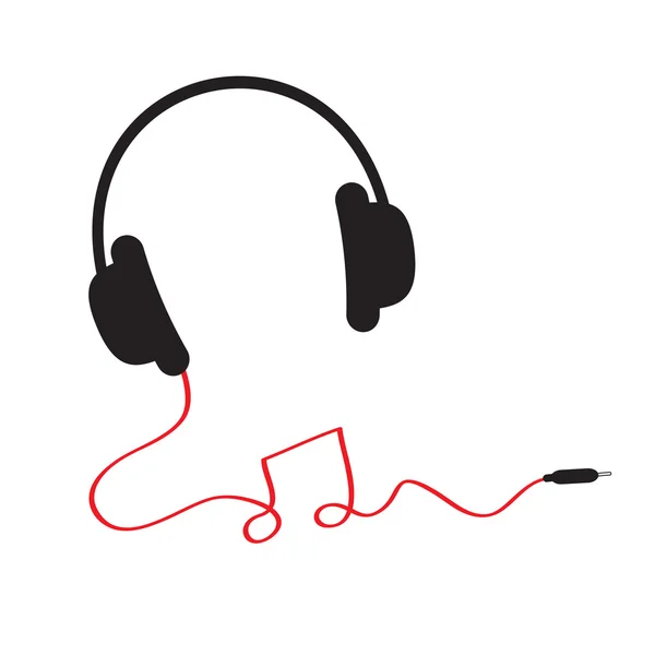 Black headphones icon with  note — 图库矢量图片
