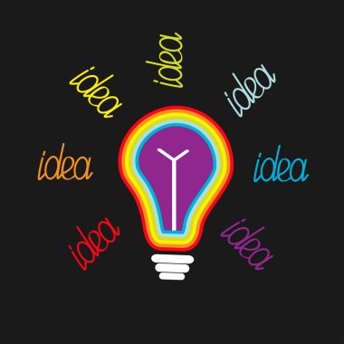 Big rainbow colored light bulb