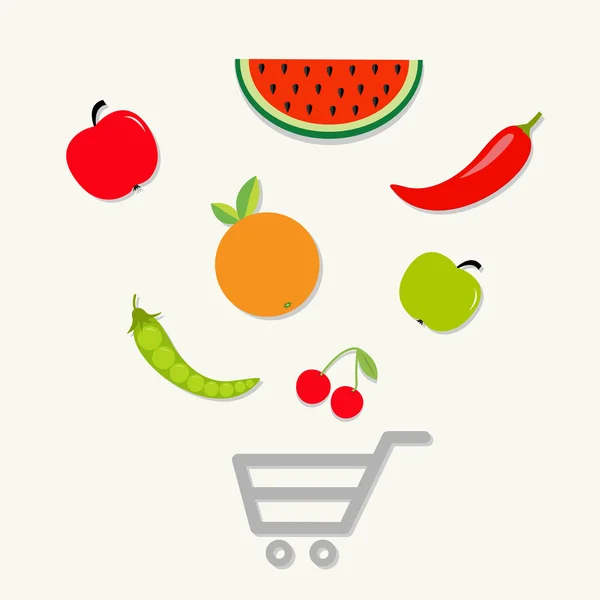 Organic fruits and vegetables — Stock Vector