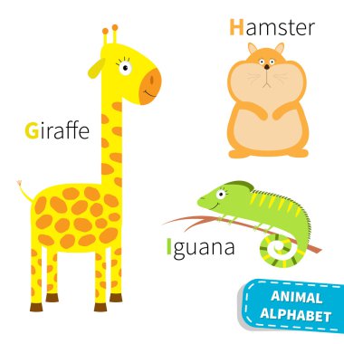 Mektup G H I Hayvanat Bahçesi alfabesi.