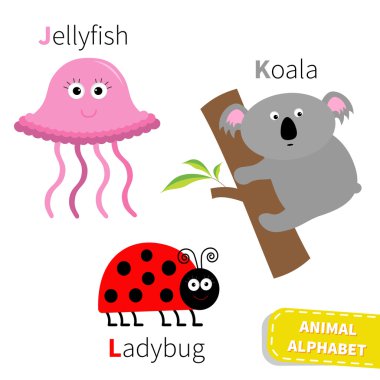 Harf J K L Hayvanat Bahçesi alfabesi.