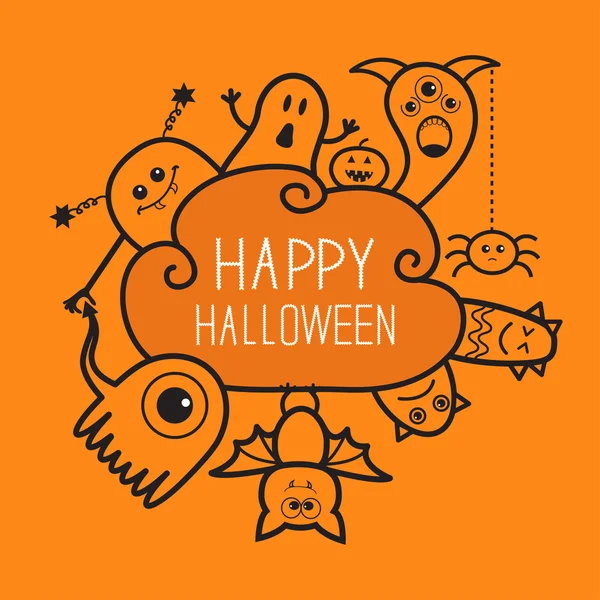 Happy Halloween countour doodle. — Stockvector