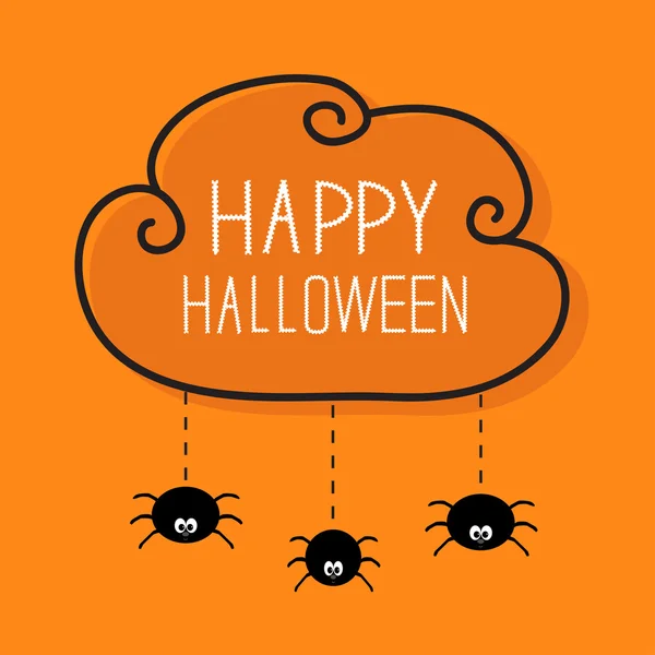 Happy Halloween card with spiders. — Stock Vector