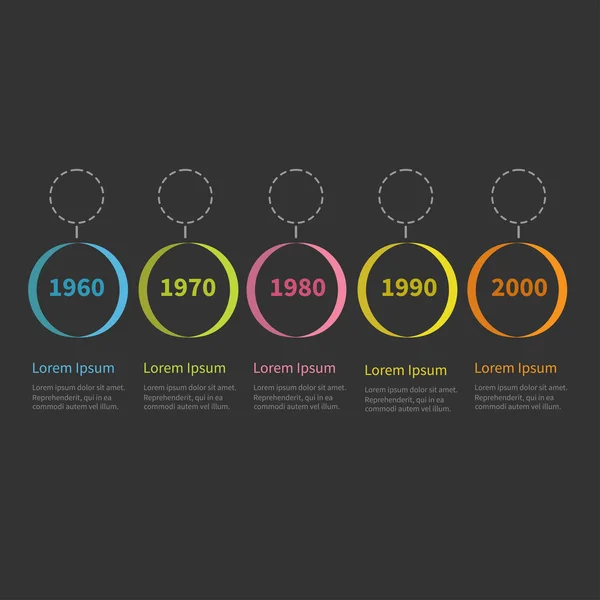 Cronología Infografía con círculos — Vector de stock