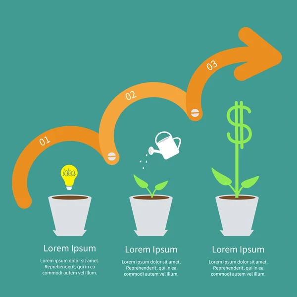 Linha do tempo Infográfico Ideia semente bulbo — Vetor de Stock