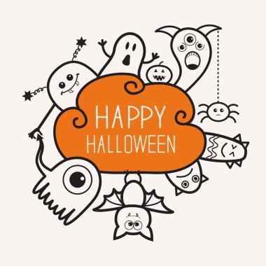 Halloween contour outline doodle