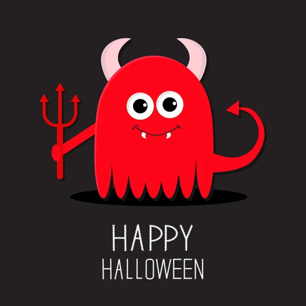 Cute red evil monster — Stock Vector