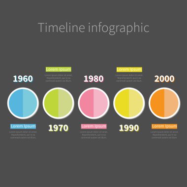Renkli daireler ile zaman çizelgesi Infographics