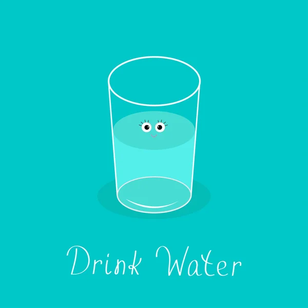 Cute glass with eyes. Drink water — Stock Vector