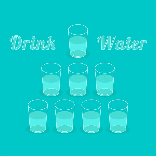 Vypít osm sklenic vody. — Stockový vektor