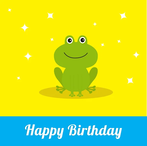 Happy Birthday card with cute frog. — Stock Vector