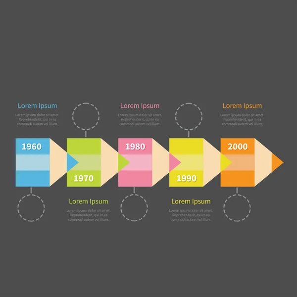 Timeline-Infografik mit Buntstiften — Stockvektor