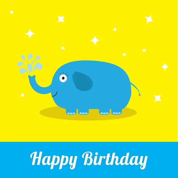 Happy Birthday card with cute elephant — Stock Vector