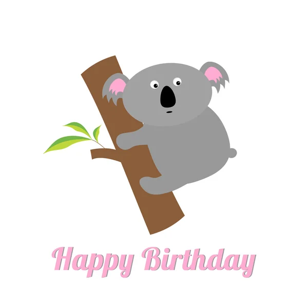 Happy Birthday card with cute koala. — Stock Vector