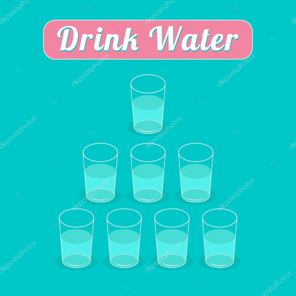 Drink eight glasses of water. Stock Vector Image by ©worldofvector