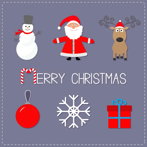 Cerf de rudolphe, père Noël et bonhomme de neige — Image vectorielle