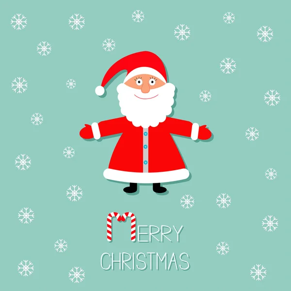 Cartone animato Babbo Natale e fiocchi di neve . — Vettoriale Stock