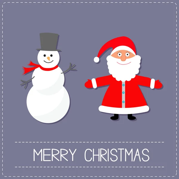 Cartoon Snowman and Santa Claus. — Stok Vektör
