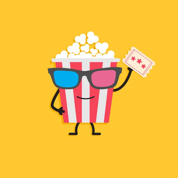 Popcorn box in 3D glasses — 스톡 벡터