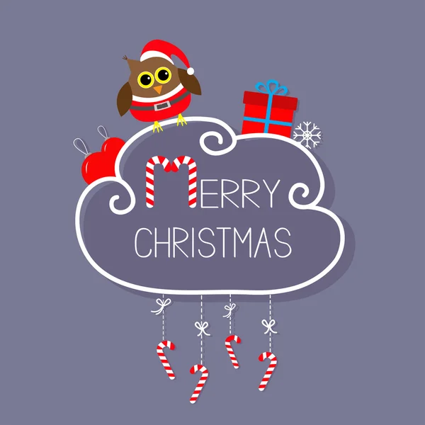 Uil op Merry Christmas card — Stockvector