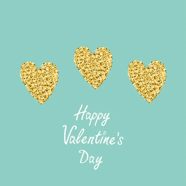 Gold glitter hearts. Valentines day — 스톡 벡터