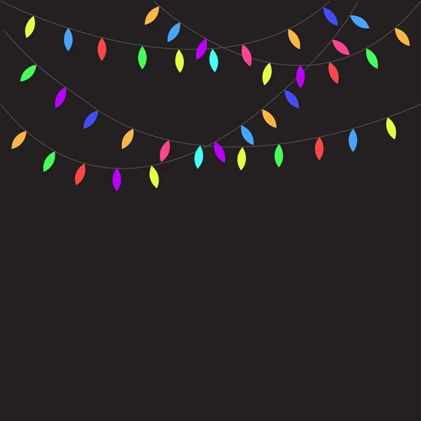 Luces de Navidad Brillantes Diseño plano . — Vector de stock