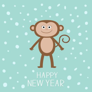 Kar arka plan üzerinde sevimli maymun.