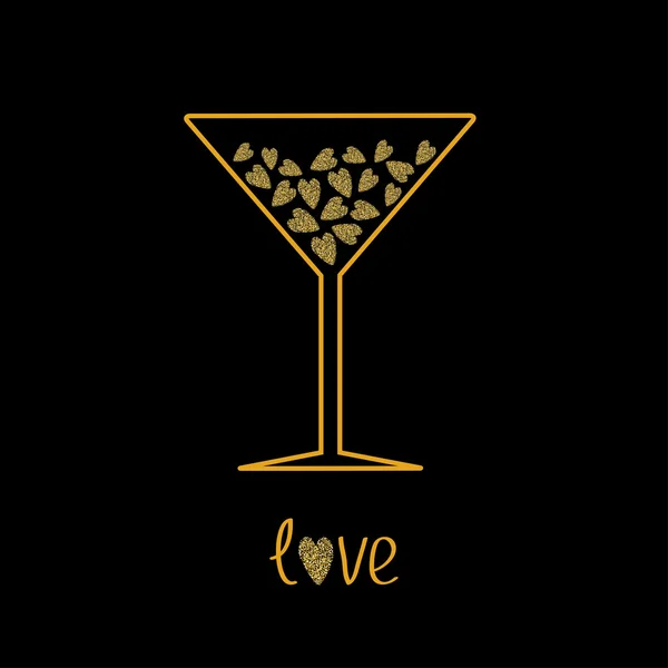 Vidrio Martini con corazones — Archivo Imágenes Vectoriales