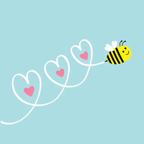 Sevimli uçan arılar ve kalpler — Stok Vektör