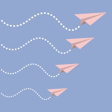 Four origami paper planes set.