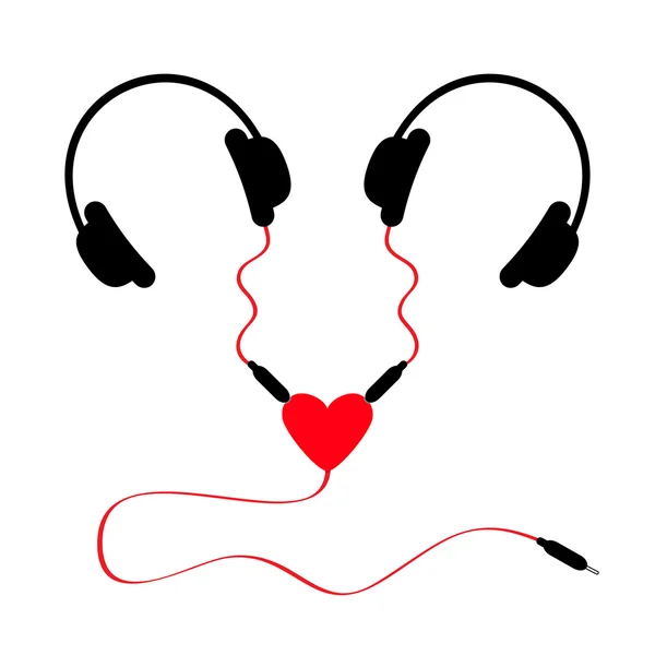 Headphones and splitter adapter heart. — Stock vektor