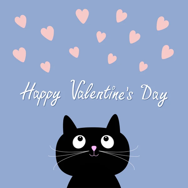 Hearts and cute cartoon cat — Stock Vector
