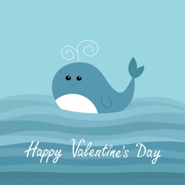 Çizgi film balina okyanus içinde