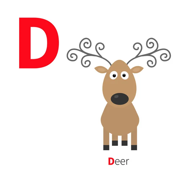 Letter D herten Zoo alfabet — Stockvector