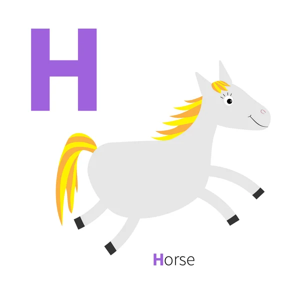 Litera H konia Zoo alfabet — Wektor stockowy