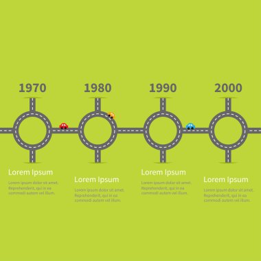 Infographic zaman çizelgesi dört dönüm noktası kümesi