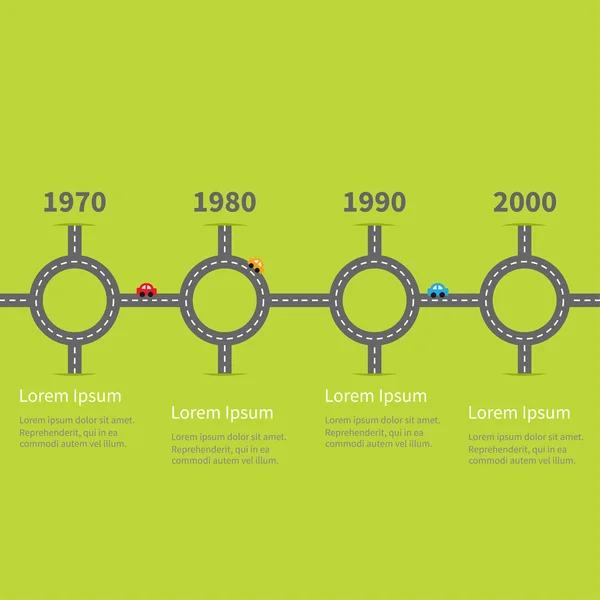 इन्फोग्राफिक टाइमलाइन चार क्रॉस रोड संच — स्टॉक व्हेक्टर