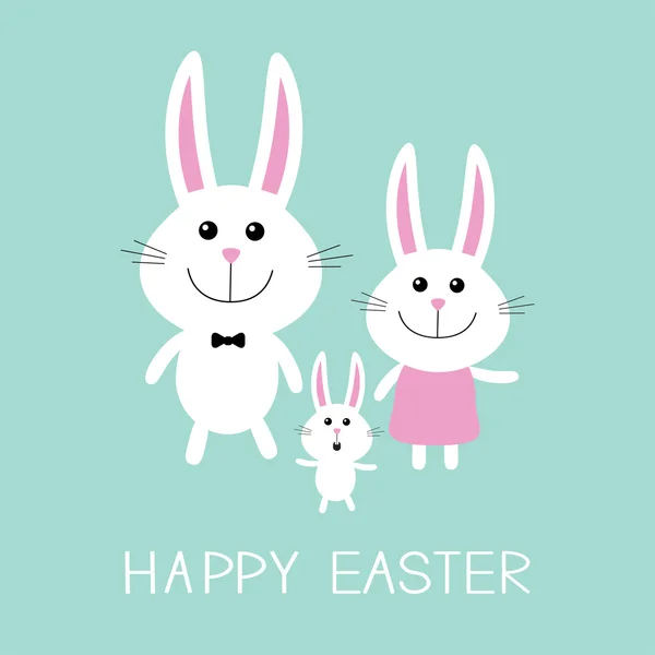 Щасливі великодні листівки з родиною кроликів — стоковий вектор