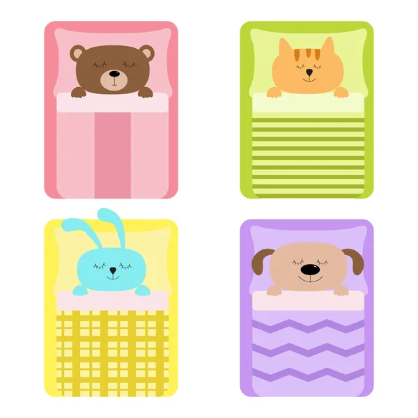 Lindo dormir animal conjunto . — Vector de stock