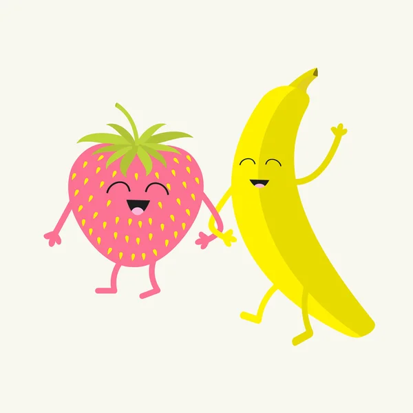 Set banane et fraise . — Image vectorielle