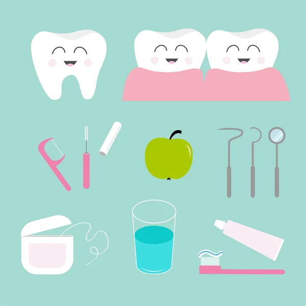 Dientes cuidado iconos conjunto . — Vector de stock