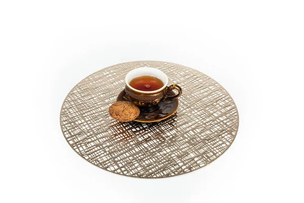 Blue Cup Tea Cookies Vintage Style Time Drink Tea — Stock Photo, Image