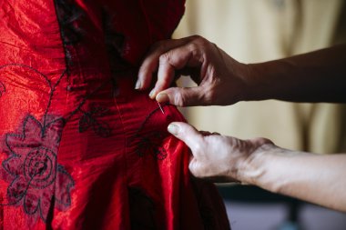 Closeup çalışma el terzi