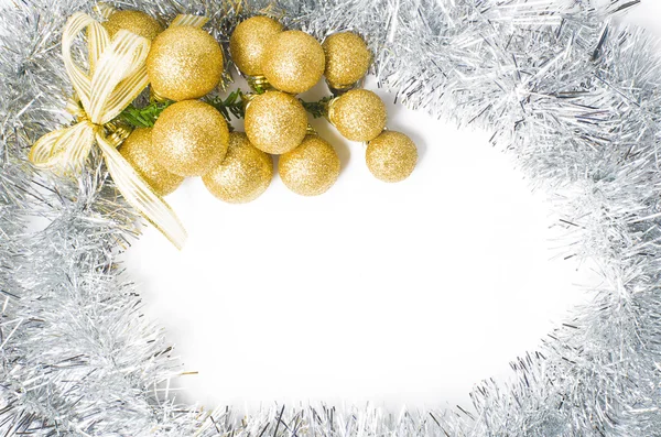 Christmas background with gold and silver ornaments to insert te — Stock Photo, Image